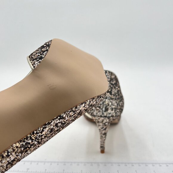 XYD Gold Glitter D'Orsay Low Heels Comfortable Slip-on Pointed Toe Sexy Pumps - Picture 6 of 8